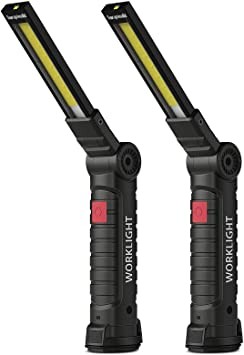 LED Work Light, Coquimbo Rechargeable Work Light with Magnetic Base 360 ​​Degree Rotation and 5 Modes Mechanical Gift for Dad, Husband, Craftsman (2 Pack, 27 x 4.5 cm)
